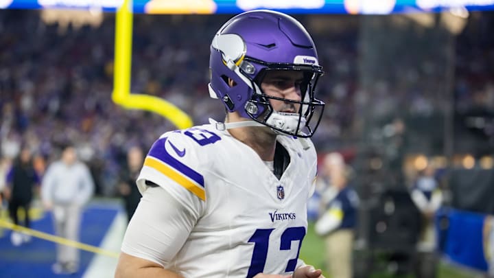 Minnesota Vikings quarterback Daniel Jones (13) against the Los Angeles Rams during an NFC wild card game at State Farm Stadium.