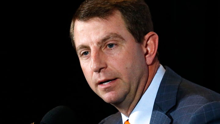 Dabo Swinney and Nick Saban have a joint press conference in Tampa Sunday, January 8, 2017. Staff