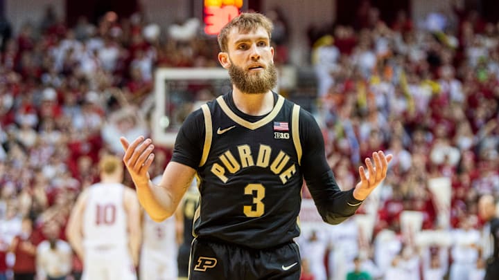 Purdue's Braden Smith (3) looks for a call during the Indiana versus Purdue game
