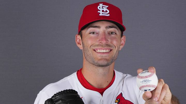 Feb 20, 2025; Jupiter, FL, USA;  St. Louis Cardinals pitcher Cooper Hjerpe (84). Mandatory Credit: Jim Rassol-Imagn Images