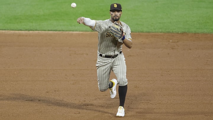 Sep 30, 2023; Chicago, Illinois, USA; San Diego Padres shortstop Xander Bogaerts (2) throws to first