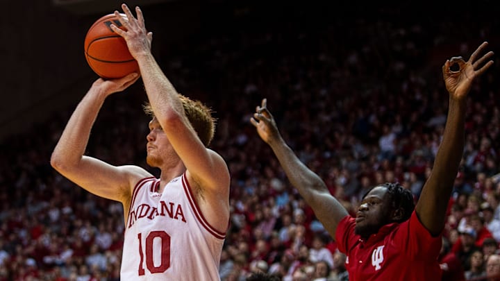 Indiana's Luke Goode (10) shoots against Winthrop a Simon Skjodt Assembly Hall. Indiana's Luke Goode (10) shoots against Winthrop a Simon Skjodt Assembly Hall.