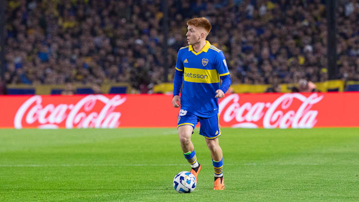 Valentin Barco of Boca Juniors seen in action during the...