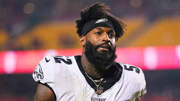 Nov 20, 2023; Kansas City, Missouri, USA; Philadelphia Eagles linebacker Zach Cunningham (52) leaves