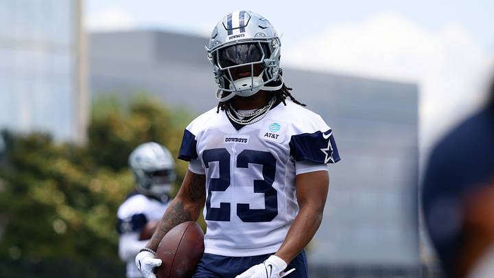 Jun 16, 2026; Dallas, TX, USA; Dallas Cowboys running back Jaydon Blue (23) goes through a drill during practice at the Ford Center at the Star Training Facility in Frisco, Texas. Mandatory Credit: Chris Jones-Imagn Images Jun 16, 2026; Dallas, TX, USA; Dallas Cowboys running back Jaydon Blue (23) goes through a drill during practice at the Ford Center at the Star Training Facility in Frisco, Texas. Mandatory Credit: Chris Jones-Imagn Images