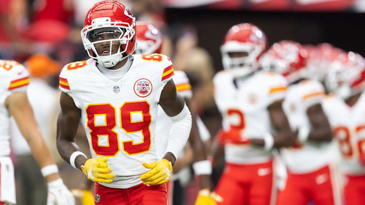 Aug 9, 2025; Glendale, Arizona, USA; Kansas City Chiefs wide receiver Jason Brownlee (89) against the Arizona Cardinals during a preseason NFL game at State Farm Stadium. Aug 9, 2025; Glendale, Arizona, USA; Kansas City Chiefs wide receiver Jason Brownlee (89) against the Arizona Cardinals during a preseason NFL game at State Farm Stadium.