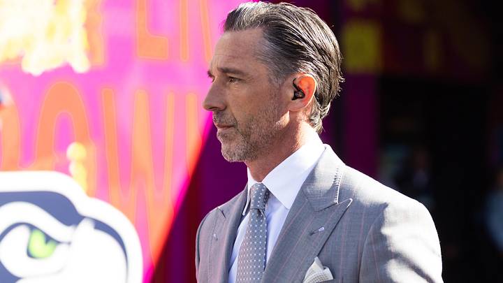 Feb 8, 2026; Santa Clara, CA, USA; NBC Sports analyst Kyle Shanahan prior to the New England Patriots game against the Seattle Seahawks in Super Bowl LX at Levi's Stadium. Mandatory Credit: Mark J. Rebilas-Imagn Images Feb 8, 2026; Santa Clara, CA, USA; NBC Sports analyst Kyle Shanahan prior to the New England Patriots game against the Seattle Seahawks in Super Bowl LX at Levi's Stadium. Mandatory Credit: Mark J. Rebilas-Imagn Images