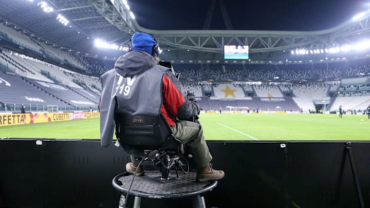 A television camera during  the Coppa Italia Semi-final...