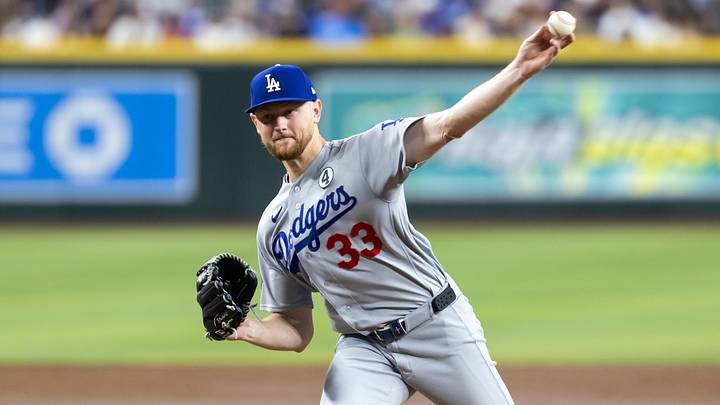 Jun 2, 2026; Phoenix, Arizona, USA; Los Angeles Dodgers pitcher Eric Lauer against the Arizona Diamondbacks at Chase Field. Mandatory Credit: Mark J. Rebilas-Imagn Images Jun 2, 2026; Phoenix, Arizona, USA; Los Angeles Dodgers pitcher Eric Lauer against the Arizona Diamondbacks at Chase Field. Mandatory Credit: Mark J. Rebilas-Imagn Images