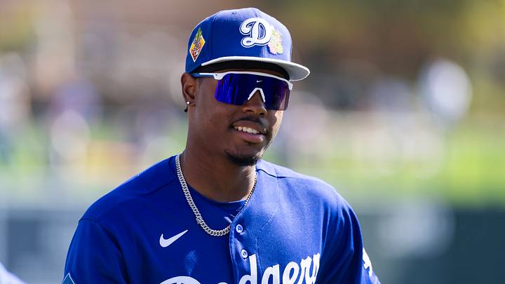 Feb 24, 2026; Phoenix, Arizona, USA; Los Angeles Dodgers outfielder Josue De Paula against the Cleveland Guardians during a spring training game at Camelback Ranch-Glendale. Mandatory Credit: Mark J. Rebilas-Imagn Images Feb 24, 2026; Phoenix, Arizona, USA; Los Angeles Dodgers outfielder Josue De Paula against the Cleveland Guardians during a spring training game at Camelback Ranch-Glendale. Mandatory Credit: Mark J. Rebilas-Imagn Images