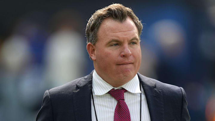 Sep 29, 2024; Inglewood, California, USA; Kansas City Chiefs assistant general manager Mike Borgonzi during the game between the Kansas City Chiefs and the Los Angeles Chargers at SoFi Stadium. Mandatory Credit: Kirby Lee-Imagn Images Sep 29, 2024; Inglewood, California, USA; Kansas City Chiefs assistant general manager Mike Borgonzi during the game between the Kansas City Chiefs and the Los Angeles Chargers at SoFi Stadium. Mandatory Credit: Kirby Lee-Imagn Images
