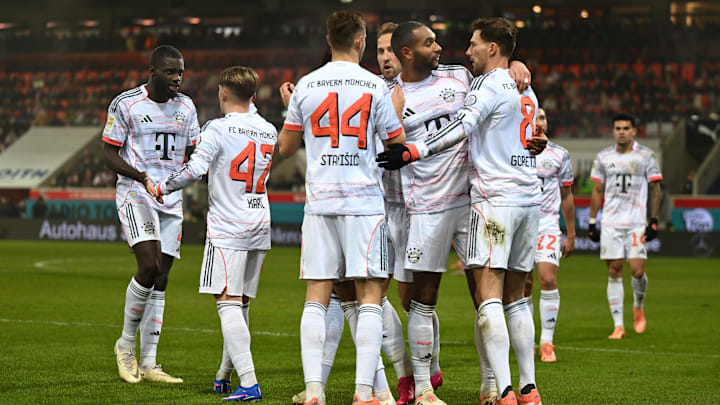 Bayern Munich players celebrating against Heidenheim on Sunday.