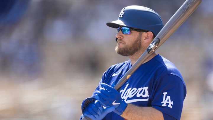 Feb 26, 2026; Phoenix, Arizona, USA; Los Angeles Dodgers third baseman Max Muncy against the Chicago White Sox during a spring training game at Camelback Ranch-Glendale. Mandatory Credit: Mark J. Rebilas-Imagn Images Feb 26, 2026; Phoenix, Arizona, USA; Los Angeles Dodgers third baseman Max Muncy against the Chicago White Sox during a spring training game at Camelback Ranch-Glendale. Mandatory Credit: Mark J. Rebilas-Imagn Images