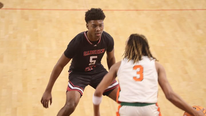 Gadsden City boys basketball takes on Huffman in AHSAA Regional action in Jacksonville, Alabama on Monday, Feb. 17, 2025. (Maxwell Donaldson, The Gadsden Times)