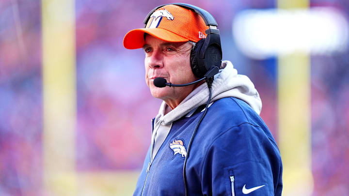 Dec 15, 2024; Denver, Colorado, USA; Denver Broncos head coach Sean Payton during the first quarter against the Indianapolis Colts at Empower Field at Mile High. Dec 15, 2024; Denver, Colorado, USA; Denver Broncos head coach Sean Payton during the first quarter against the Indianapolis Colts at Empower Field at Mile High.