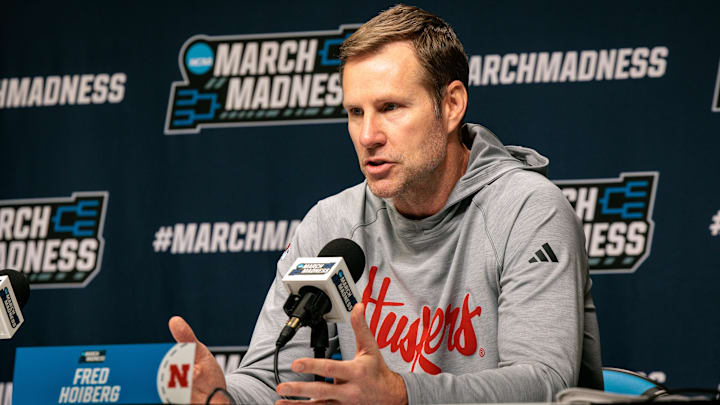 Fred Hoiberg during media interviews before a practice session ahead of the first round of the men's 2026 NCAA Tournament at Paycom Center. 
