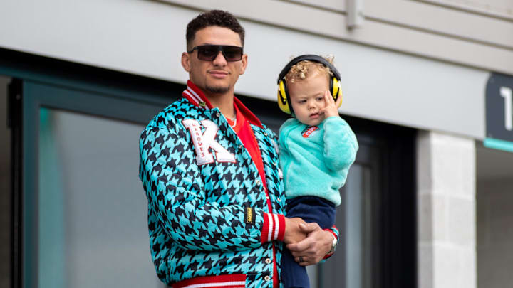 Kansas City Chiefs quarterback Patrick Mahomes attends the match between the KC Current and the Portland Thorns FC.