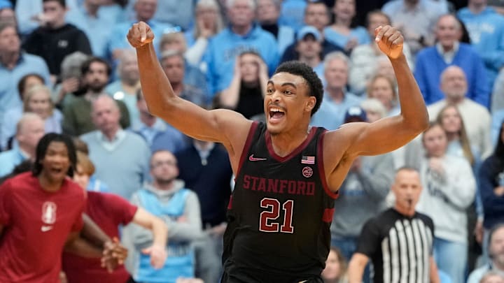 Jan 18, 2025; Chapel Hill, North Carolina, USA; Stanford Cardinal guard Jaylen Blakes (21) reacts after hitting the game winning shot in the second half at Dean E. Smith Center. Mandatory Credit: Bob Donnan-Imagn Images Jan 18, 2025; Chapel Hill, North Carolina, USA; Stanford Cardinal guard Jaylen Blakes (21) reacts after hitting the game winning shot in the second half at Dean E. Smith Center. Mandatory Credit: Bob Donnan-Imagn Images
