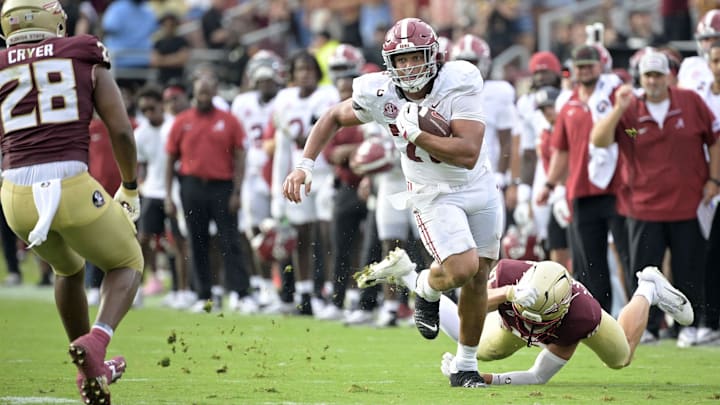 Former Husky Parker Brailsford (72) runs with the football for Alabama in its 31-17 loss to Florida State. Former Husky Parker Brailsford (72) runs with the football for Alabama in its 31-17 loss to Florida State.