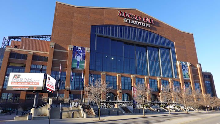 Mar 2, 2025; Indianapolis, IN, USA; A general overall view of Lucas Oil Stadium, the home of the Indianapolis Colts and site of the 2025 NFL Scouting Combine.