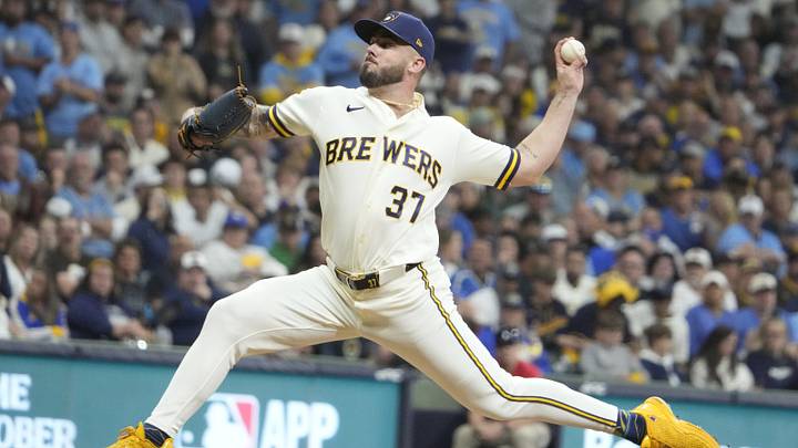Oct 3, 2026; Milwaukee, Wisconsin, USA; Milwaukee Brewers pitcher DL Hall (37) pitches against the San Diego Padres during the eighth inning at American Family Field. Mandatory Credit: Michael McLoone-Imagn Images Oct 3, 2026; Milwaukee, Wisconsin, USA; Milwaukee Brewers pitcher DL Hall (37) pitches against the San Diego Padres during the eighth inning at American Family Field. Mandatory Credit: Michael McLoone-Imagn Images