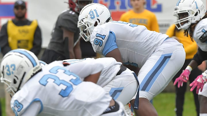 Westside (13-1) played South Florence (14-0) for the high school AAAA State Championship. The game was played on Dec. 2, 2023 at South Carolina State University in Orangeburg. Westside won the game 34-32. South Florence's Amare Adams (91) on the field.