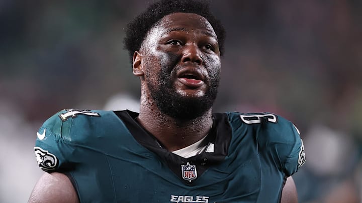 Sep 4, 2025; Philadelphia, Pennsylvania, USA; Philadelphia Eagles defensive tackle Byron Young (94) against the Dallas Cowboys at Lincoln Financial Field. Mandatory Credit: Bill Streicher-Imagn Images
