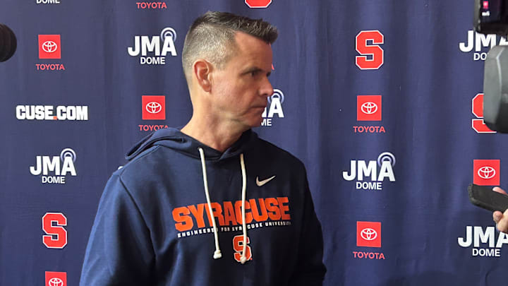Syracuse quarterbacks coach Sean Ryan fields questions from the media. Syracuse quarterbacks coach Sean Ryan fields questions from the media.