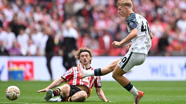 Sunderland's Tommy Watson sends home the winner in the Championship Playoff Final