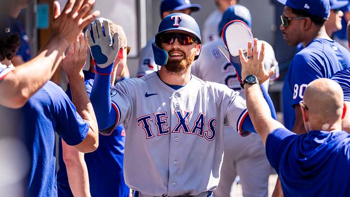 Texas Rangers right fielder Brandon Nimmo. Texas Rangers right fielder Brandon Nimmo.