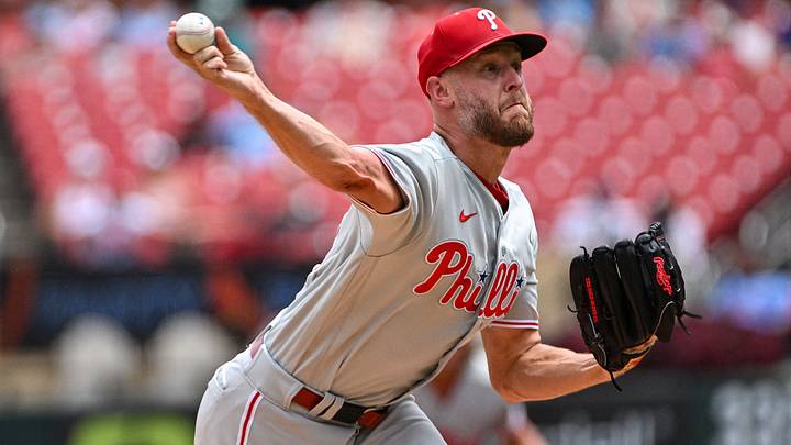 Aug 12, 2026; St. Louis, Missouri, USA; Philadelphia Phillies starting pitcher Zack Wheeler (45) throws against the St. Louis Cardinals during the first inning at Busch Stadium. Mandatory Credit: Jeff Curry-Imagn Images Aug 12, 2026; St. Louis, Missouri, USA; Philadelphia Phillies starting pitcher Zack Wheeler (45) throws against the St. Louis Cardinals during the first inning at Busch Stadium. Mandatory Credit: Jeff Curry-Imagn Images