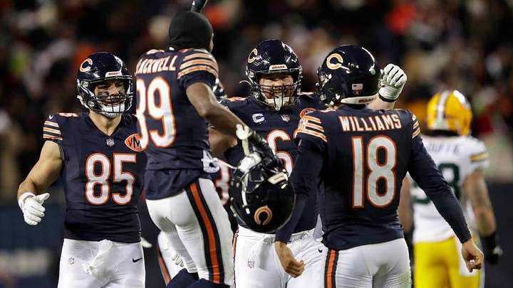 Chicago Bears QB Caleb Williams is swarmed by teammates. Dan Powers/USA TODAY NETWORK-Wisconsin / USA TODAY NETWORK via Imagn Images Chicago Bears QB Caleb Williams is swarmed by teammates. Dan Powers/USA TODAY NETWORK-Wisconsin / USA TODAY NETWORK via Imagn Images