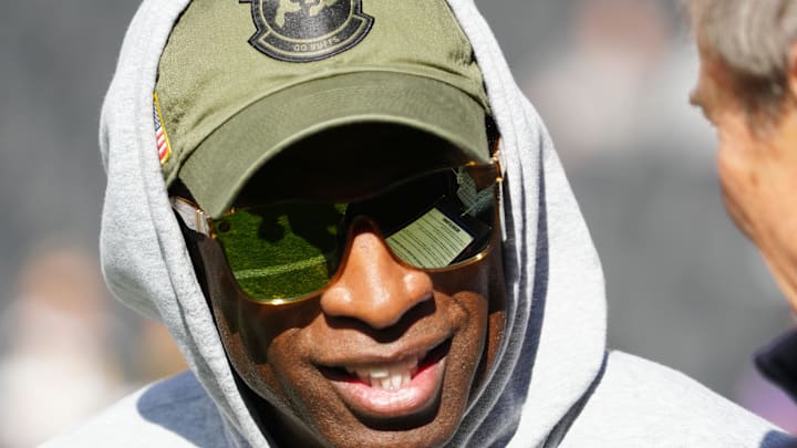 Nov 11, 2023; Boulder, Colorado, USA; Colorado Buffaloes head coach Deion Sanders before the game against the Arizona Wildcats at Folsom Field. 