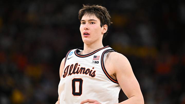 Mar 28, 2026; Houston, TX, USA; Illinois Fighting Illini forward David Mirkovic (0) looks on in the second half against the Illinois Fighting Illini during an Elite Eight game of the South Regional of the men's 2026 NCAA Tournament at Toyota Center. Mandatory Credit: Maria Lysaker-Imagn Images Mar 28, 2026; Houston, TX, USA; Illinois Fighting Illini forward David Mirkovic (0) looks on in the second half against the Illinois Fighting Illini during an Elite Eight game of the South Regional of the men's 2026 NCAA Tournament at Toyota Center. Mandatory Credit: Maria Lysaker-Imagn Images