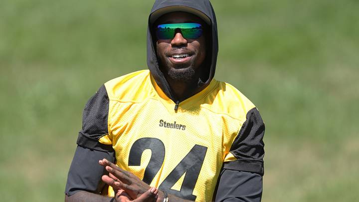 Pittsburgh Steelers cornerback Joey Porter Jr. observes training camp drills at Saint Vincent College. Pittsburgh Steelers cornerback Joey Porter Jr. observes training camp drills at Saint Vincent College.