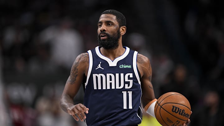 Feb 12, 2025; Dallas, Texas, USA; Dallas Mavericks guard Kyrie Irving (11) in action during the game between the Dallas Mavericks and the Golden State Warriors at the American Airlines Center. Mandatory Credit: Jerome Miron-Imagn Images Feb 12, 2025; Dallas, Texas, USA; Dallas Mavericks guard Kyrie Irving (11) in action during the game between the Dallas Mavericks and the Golden State Warriors at the American Airlines Center. Mandatory Credit: Jerome Miron-Imagn Images