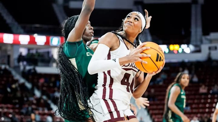 Mississippi State Forward Madison Francis (#40) during the game between the UNC-Charlotte 49ers and the Mississippi State Bulldogs at Humphrey Coliseum in Starkville, MS. Mississippi State Forward Madison Francis (#40) during the game between the UNC-Charlotte 49ers and the Mississippi State Bulldogs at Humphrey Coliseum in Starkville, MS.
