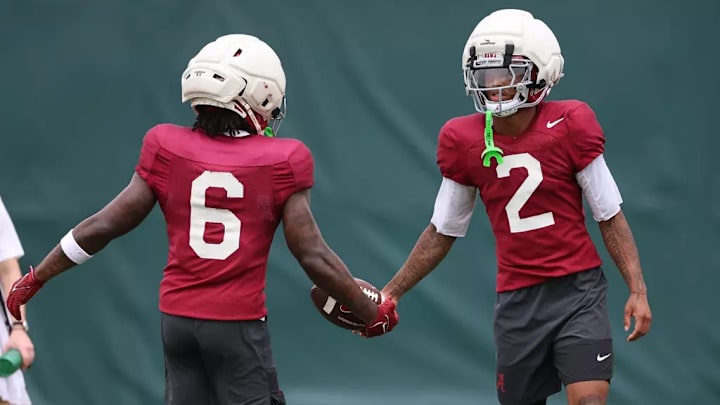 8/5/25 MFB MFB fall camp practice 4 Alabama Wide Receiver Aeryn Hampton (6) Alabama Wide Receiver Ryan Williams (2) 8/5/25 MFB MFB fall camp practice 4 Alabama Wide Receiver Aeryn Hampton (6) Alabama Wide Receiver Ryan Williams (2)