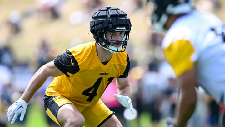 Pittsburgh Steelers linebacker Payton Wilson at training camp Pittsburgh Steelers linebacker Payton Wilson at training camp