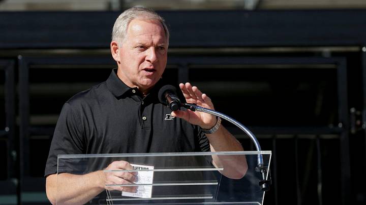 Mike Bobinski, Purdue Athletics director speaks during a dedication ceremony. Mike Bobinski, Purdue Athletics director speaks during a dedication ceremony.