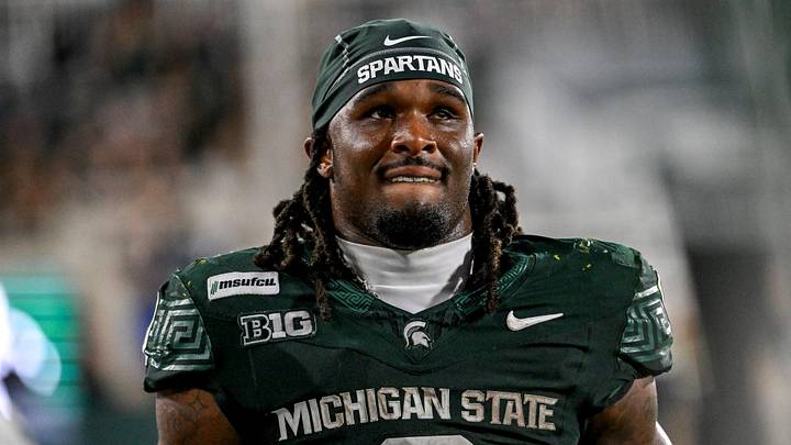 Michigan State’s Cam Edwards looks on after a Toledo touchdown during the fourth quarter on Friday, Sept. 4, 2026, at Spartan Stadium in East Lansing. Michigan State’s Cam Edwards looks on after a Toledo touchdown during the fourth quarter on Friday, Sept. 4, 2026, at Spartan Stadium in East Lansing.