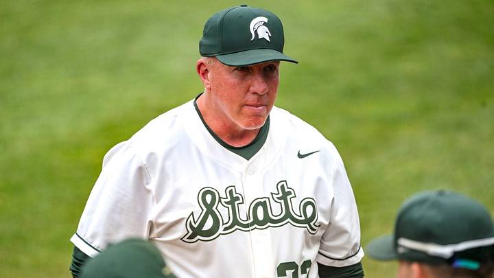 Michigan State's head coach Jake Boss Jr. heads to the dugout during the seventh inning in the game against Ohio State on Friday, April 18, 2025, at McLane Stadium in East Lansing. Michigan State's head coach Jake Boss Jr. heads to the dugout during the seventh inning in the game against Ohio State on Friday, April 18, 2025, at McLane Stadium in East Lansing.