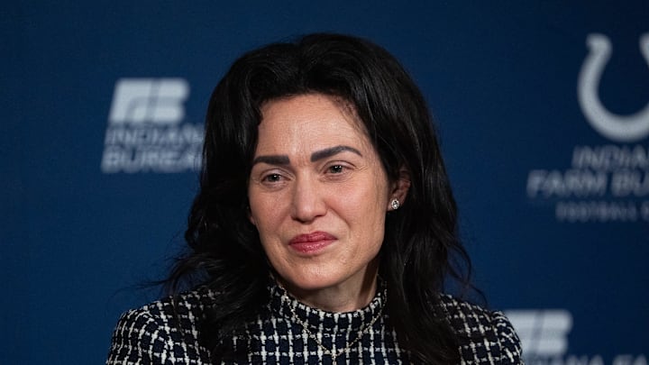 Indianapolis Colts owner Carlie Irsay-Gordon speaks with the media