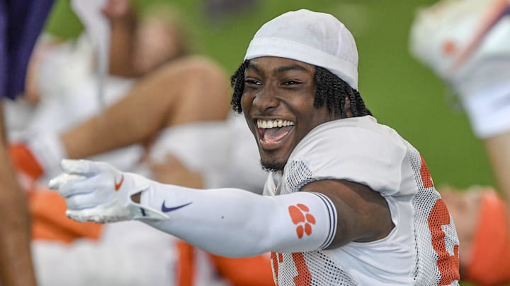 Clemson cornerback Ashton Hampton (23) during Spring Practice in Clemson, S.C. Monday, March 24, 2025.