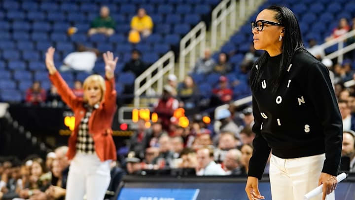 South Carolina basketball coach Dawn Staley and LSU's Kim Mulkey back when the latter was at Baylor