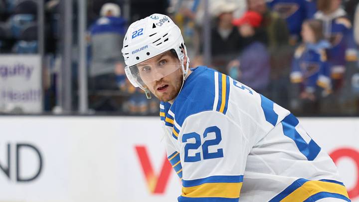 Apr 16, 2026; Salt Lake City, Utah, USA; St. Louis Blues center Pius Suter (22) warms up before a game against the Utah Mammoth at Delta Center. Mandatory Credit: Rob Gray-Imagn Images