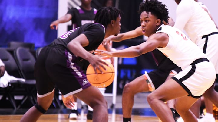 Crossroad Academy  and Hawthorne square off in the first quarter of the FHSAA Rural Boys Classification state championship game on Friday at the RP Funding Center in Lakeland.