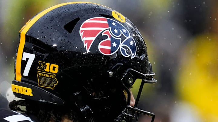 Iowa Hawkeyes helmets featuring the American Flag