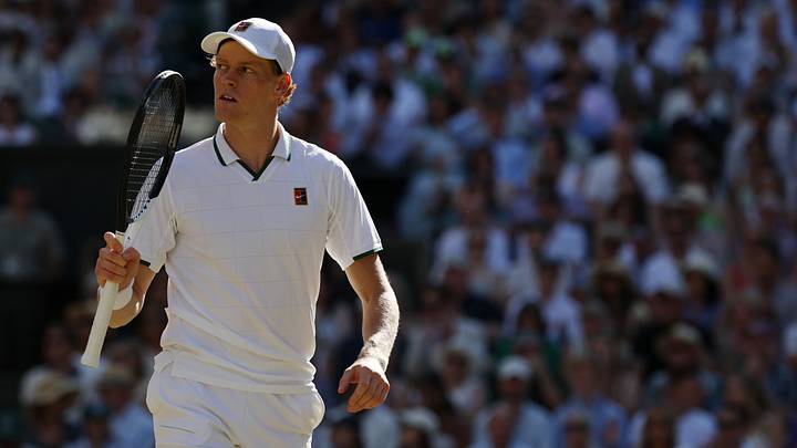 Jannik Sinner (ITA) reacts after winning a point in the gentlemen's singles final of The Championships Wimbledon 2026. Mandatory Credit: Geoff Burke-Imagn Images Jannik Sinner (ITA) reacts after winning a point in the gentlemen's singles final of The Championships Wimbledon 2026. Mandatory Credit: Geoff Burke-Imagn Images