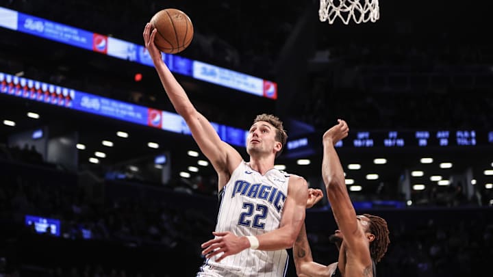 Orlando Magic forward Franz Wagner (22) drives to the basket for a layup in the third quarter against the Brooklyn Nets at Barclays Center.
